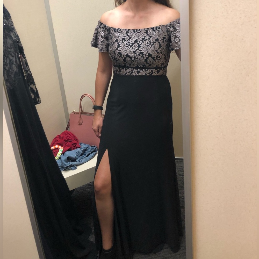 Floor-length Off Shoulder Chiffon Gown Watermelon main image 1